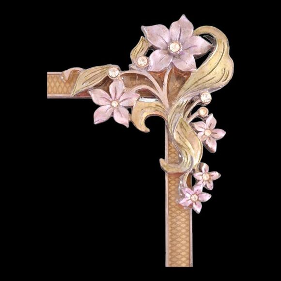 Vintage Andrea by Sadek Brass Folding Easel with ornate glass photo frame 3x5 - Picture 5 of 16